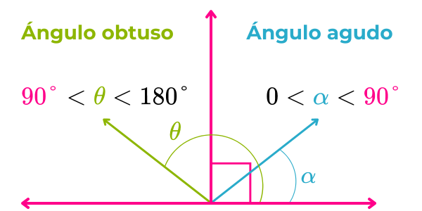 Un ángulo obtuso es más grande que un ángulo agudo