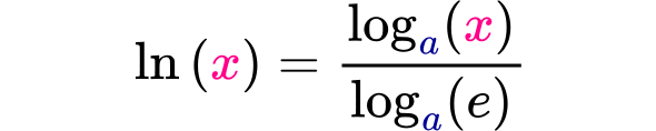 propiedad del cambio de base del logaritmo natural