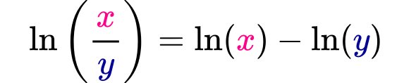 propiedad del logaritmo natural de un cociente