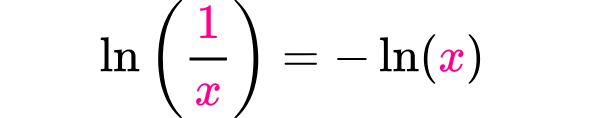 propiedad del logaritmo natural del recíproco de un número real diferente de cero